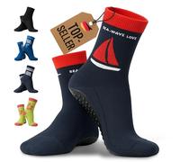 OceanSocks + Borsa extra, calzini antiscivolo per spiaggia, acqua, watt, barca e tavole, donne, uomini, bambini, blu
