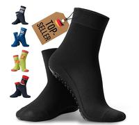 OceanSocks + Borsa extra | Calzini antiscivolo per spiaggia e acqua, per watt, barca e tavole - per donne, uomini e bambini, Nero , 23-26