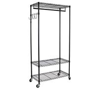 Oceanstar Portaabiti resistente con ripiani regolabili e gancio, nero
