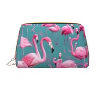 OCELIO A Flock Of Flamingos - Borsa cosmetica portatile in pelle (grande), pochette in pelle con cerniera, borsa da viaggio, borsa da viaggio, bianca, taglia unica, bianco, Taglia unica