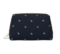 OCELIO Bella borsa cosmetica portatile in pelle con sfondo blu (grande), pochette in pelle con cerniera, borsa da viaggio per articoli da toeletta, borsa da viaggio, bianca, taglia unica, bianco,