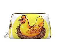 OCELIO Bird'S Nest Golden Chicken Leather Portable Cosmetic Bag (grande), pochette in pelle con cerniera, borsa da viaggio, borsa da viaggio, bianca, taglia unica, bianco, Taglia unica