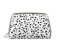 OCELIO Borsa cosmetica portatile in pelle a pois neri e bianchi (grande), pochette in pelle con cerniera, borsa da viaggio per articoli da toeletta, borsa da viaggio, bianca, taglia unica, bianco,