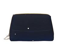 OCELIO Borsa cosmetica portatile in pelle blu scuro con vista notturna (grande), pochette in pelle con cerniera, borsa da viaggio, borsa da viaggio, bianca, taglia unica, bianco, Taglia unica