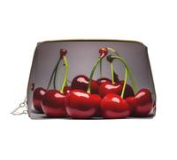 OCELIO Borsa cosmetica portatile in pelle con ciliegie cilene (grande), pochette in pelle con cerniera, borsa da viaggio per articoli da toeletta, borsa da viaggio, bianca, taglia unica, bianco,