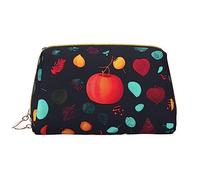 OCELIO Borsa cosmetica portatile in pelle con fiori di zucca (grande), pochette in pelle con cerniera, borsa da viaggio per articoli da toeletta, borsa da viaggio, bianca, taglia unica, bianco, Taglia