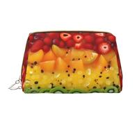 OCELIO Borsa cosmetica portatile in pelle con frutta fresca (grande), pochette in pelle con cerniera, borsa da viaggio, borsa da viaggio, borsa da viaggio, bianca, taglia unica, bianco, Taglia unica