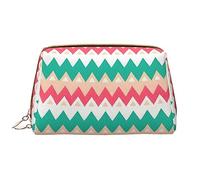 OCELIO Borsa cosmetica portatile in pelle con grafico ondulato a colori (grande), pochette in pelle con cerniera, borsa da viaggio, borsa da viaggio, bianca, taglia unica, bianco, Taglia unica