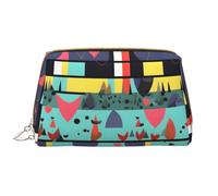 OCELIO Borsa cosmetica portatile in pelle con motivi geometrici (grande), pochette in pelle con cerniera, borsa da viaggio, borsa da viaggio, borsa da viaggio, bianca, taglia unica, bianco, Taglia