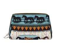 OCELIO Borsa cosmetica portatile in pelle con motivo a righe di cavallo (grande), pochette in pelle con cerniera, borsa da viaggio per articoli da toeletta, borsa da viaggio, bianca, taglia unica,