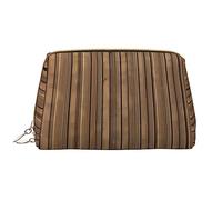 OCELIO Borsa cosmetica portatile in pelle con motivo in legno massello (grande), pochette in pelle con cerniera, borsa da viaggio, borsa da viaggio, borsa da viaggio, bianca, taglia unica, bianco,