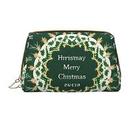 OCELIO Borsa cosmetica portatile in pelle con sfondo natalizio (grande), pochette in pelle con cerniera, borsa da viaggio, borsa da viaggio, borsa da viaggio, bianca, taglia unica, bianco, Taglia