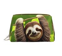 OCELIO Borsa cosmetica portatile in pelle di bradipo (grande), pochette in pelle con cerniera, borsa da viaggio, borsa da viaggio, borsa da viaggio, bianca, taglia unica, bianco, Taglia unica