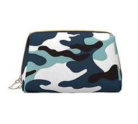 OCELIO Borsa cosmetica portatile in pelle mimetica marina (grande), pochette in pelle con cerniera, borsa da viaggio per articoli da toeletta, borsa da viaggio, bianca, taglia unica, bianco, Taglia