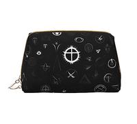 OCELIO Borsa cosmetica portatile in pelle nera e bianca (grande), pochette in pelle con cerniera, borsa da viaggio, borsa da viaggio, borsa da viaggio, bianca, taglia unica, bianco, Taglia unica