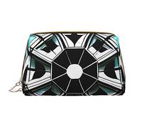 OCELIO Borsa cosmetica portatile in pelle Octagon Building (grande), pochette in pelle con cerniera, borsa da viaggio per articoli da toeletta, borsa da viaggio, bianca, taglia unica, bianco, Taglia