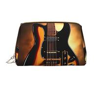 OCELIO Borsa cosmetica portatile in pelle per chitarra strumentale (grande), pochette in pelle con cerniera, borsa da viaggio, borsa da viaggio, bianca, taglia unica, bianco, Taglia unica