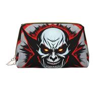 OCELIO Borsa cosmetica portatile in pelle rossa e nera con fantasma malvagio (grande), pochette in pelle con cerniera, borsa da viaggio, borsa da viaggio, bianca, taglia unica, bianco, Taglia unica