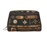 OCELIO Borsa cosmetica portatile in pelle stile bohémien (grande), pochette in pelle con cerniera, borsa da viaggio per articoli da toeletta, borsa da viaggio, borsa da viaggio, bianca, taglia unica,
