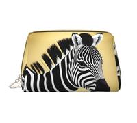 OCELIO Borsa cosmetica portatile in pelle zebrata nera e bianca (grande), pochette in pelle con cerniera, borsa da viaggio per articoli da toeletta, borsa da viaggio, bianca, taglia unica, bianco,