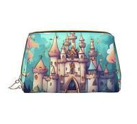 OCELIO Classical Castle - Borsa cosmetica portatile in pelle (grande), pochette in pelle con cerniera, borsa da viaggio, borsa da viaggio, bianca, taglia unica, bianco, Taglia unica