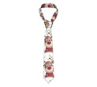 OCELIO Cravatta da uomo con renna di Natale carina cravatta alla moda casual in seta per matrimonio, sposo, testimone, danza, regalo, nero, taglia unica, Nero, taglia unica