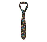 OCELIO Cravatta magra da uomo con dinosauro del fumetto cravatta di seta casual per matrimonio, sposo, testimone, danza, regalo., nero, taglia unica, Nero, taglia unica