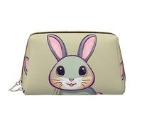 OCELIO Cute Little Bunny - Borsa cosmetica portatile in pelle (grande), pochette in pelle con cerniera, borsa da viaggio, borsa da viaggio, borsa da viaggio, bianca, taglia unica, bianco, Taglia unica