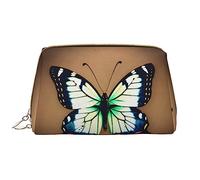 OCELIO Cute Little Butterfly - Borsa cosmetica portatile in pelle (grande), pochette in pelle con cerniera, borsa da viaggio per articoli da toeletta, borsa da viaggio, bianca, taglia unica, bianco,