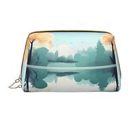 OCELIO Fallen Leaves On A Tranquil Lake - Trousse portatile in pelle (grande), pochette in pelle con cerniera, borsa da viaggio, borsa da viaggio, colore bianco, taglia unica, bianco, Taglia unica