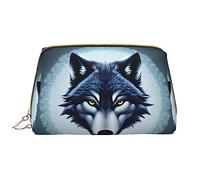 OCELIO Fierce Wolf Head - Borsa cosmetica portatile in pelle (grande), pochette in pelle con cerniera, borsa da viaggio, borsa da viaggio, bianca, taglia unica, bianco, Taglia unica