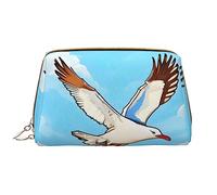 OCELIO Flying Seagulls - Borsa cosmetica portatile in pelle (grande), pochette in pelle con cerniera, borsa da viaggio, borsa da viaggio, bianca, taglia unica, bianco, Taglia unica
