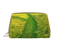 OCELIO Grassland Paths - Borsa cosmetica portatile in pelle (grande), pochette in pelle con cerniera, borsa da viaggio, borsa da viaggio, bianca, taglia unica, bianco, Taglia unica