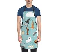 OCELIO Grembiule impermeabile regolabile con 2 tasche, adatto per cucina, cucina, cameriere, donne uomini chef, regalo per adulti, gatti e cani che piovono, 84 x 71 cm, nero, taglia unica, Nero,