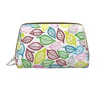 OCELIO Leaf Lines - Borsa cosmetica portatile in pelle (grande), pochette in pelle con cerniera, borsa da viaggio, borsa da viaggio, bianca, taglia unica, bianco, Taglia unica