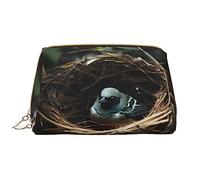 OCELIO Little Bird Nest - Borsa cosmetica portatile in pelle (grande), pochette in pelle con cerniera, borsa da viaggio, borsa da viaggio, bianca, taglia unica, bianco, Taglia unica