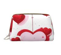 OCELIO Little Red Heart - Borsa cosmetica portatile in pelle (grande), pochette in pelle con cerniera, borsa da viaggio, borsa da viaggio, bianca, taglia unica, bianco, Taglia unica