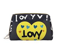 OCELIO Love You With All My Heart - Borsa cosmetica portatile in pelle (grande), pochette in pelle con cerniera, borsa da viaggio, borsa da viaggio, bianca, taglia unica, bianco, Taglia unica