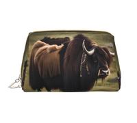 OCELIO Mighty Highland Yak - Trousse portatile in pelle di yak (grande), pochette in pelle con cerniera, borsa da viaggio, borsa da viaggio, bianca, taglia unica, bianco, Taglia unica