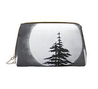OCELIO Moon Pine Tree - Borsa cosmetica portatile in pelle (grande), pochette in pelle con cerniera, borsa da viaggio, borsa da viaggio, bianca, taglia unica, bianco, Taglia unica