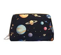 OCELIO Saturn Jupiter Earth - Borsa cosmetica portatile in pelle (grande), pochette in pelle con cerniera, borsa da viaggio, borsa da viaggio, bianca, taglia unica, bianco, Taglia unica