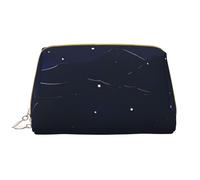 OCELIO Serene Blue Night View - Borsa cosmetica portatile in pelle (grande), pochette in pelle con cerniera, borsa da viaggio, borsa da viaggio, bianca, taglia unica, bianco, Taglia unica