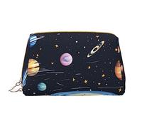 OCELIO The Solar Family - Borsa cosmetica portatile in pelle (grande), pochette in pelle con cerniera, borsa da viaggio, borsa da viaggio, bianca, taglia unica, bianco, Taglia unica