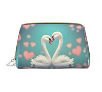 OCELIO The Swan In Love - Borsa cosmetica portatile in pelle (grande), pochette in pelle con cerniera, borsa da viaggio, borsa da viaggio, bianca, taglia unica, bianco, Taglia unica