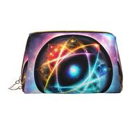 OCELIO Wonderful Universe - Borsa cosmetica portatile in pelle (grande), pochette in pelle con cerniera, borsa da viaggio per articoli da toeletta, borsa da viaggio, bianca, taglia unica, bianco,