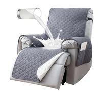 ocellie Copripoltrona Relax Reclinabile Impermeabile 100%, Antiscivolo Copri Poltrona 1 Posto con 5 Tasche,Light gray,25inch