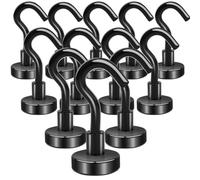 OCEUMAOA 12Pezzi Calamita con Gancio Potente Piccole Ganci Magnetici Extra Forti Neodimio non c'è bisogno di Fare Buchi Magneti Frigotelaioin Ferro,Soffitto,Cucina,Pesante Nero 16mm Magnete Ganci