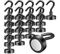 OCEUMAOA 20Pezzi Calamita con Gancio Potente Piccole Ganci Magnetici Extra Forti Neodimio non c'è bisogno di Fare Buchi Magneti Frigotelaioin Ferro,Soffitto,Cucina,Pesante Magnete Ganci Nero 20mm