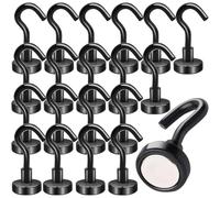 OCEUMAOA 20Pezzi Calamita con Gancio Potente Piccole Ganci Magnetici Extra Forti Neodimio non c'è bisogno di Fare Buchi Magneti Frigotelaioin Ferro,Soffitto,Cucina,Pesante Magnete Ganci Nero 16mm