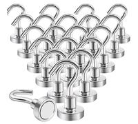 OCEUMAOA 20Pezzi Ganci Magnetici Extra Forti Neodimio Calamita con Gancio Potente Piccole non c'è bisogno di Fare Buchi Magneti Frigotelaioin Ferro,Soffitto,Cucina,Pesante Magnete Ganci 16mm